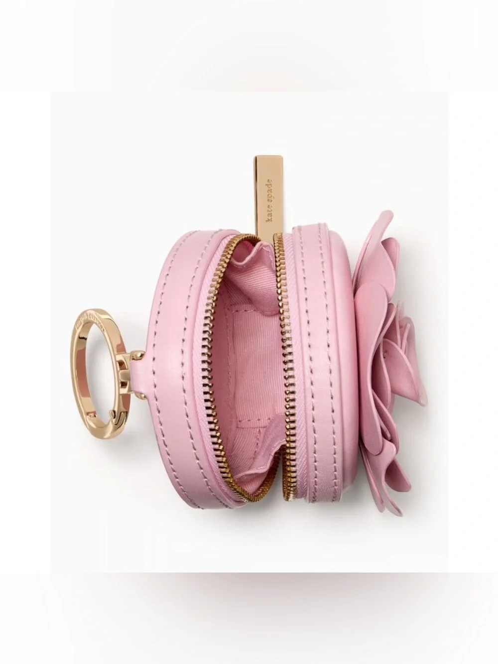 New kate spade Pale Pink Floral Key & Card Holder with Gold Hardware